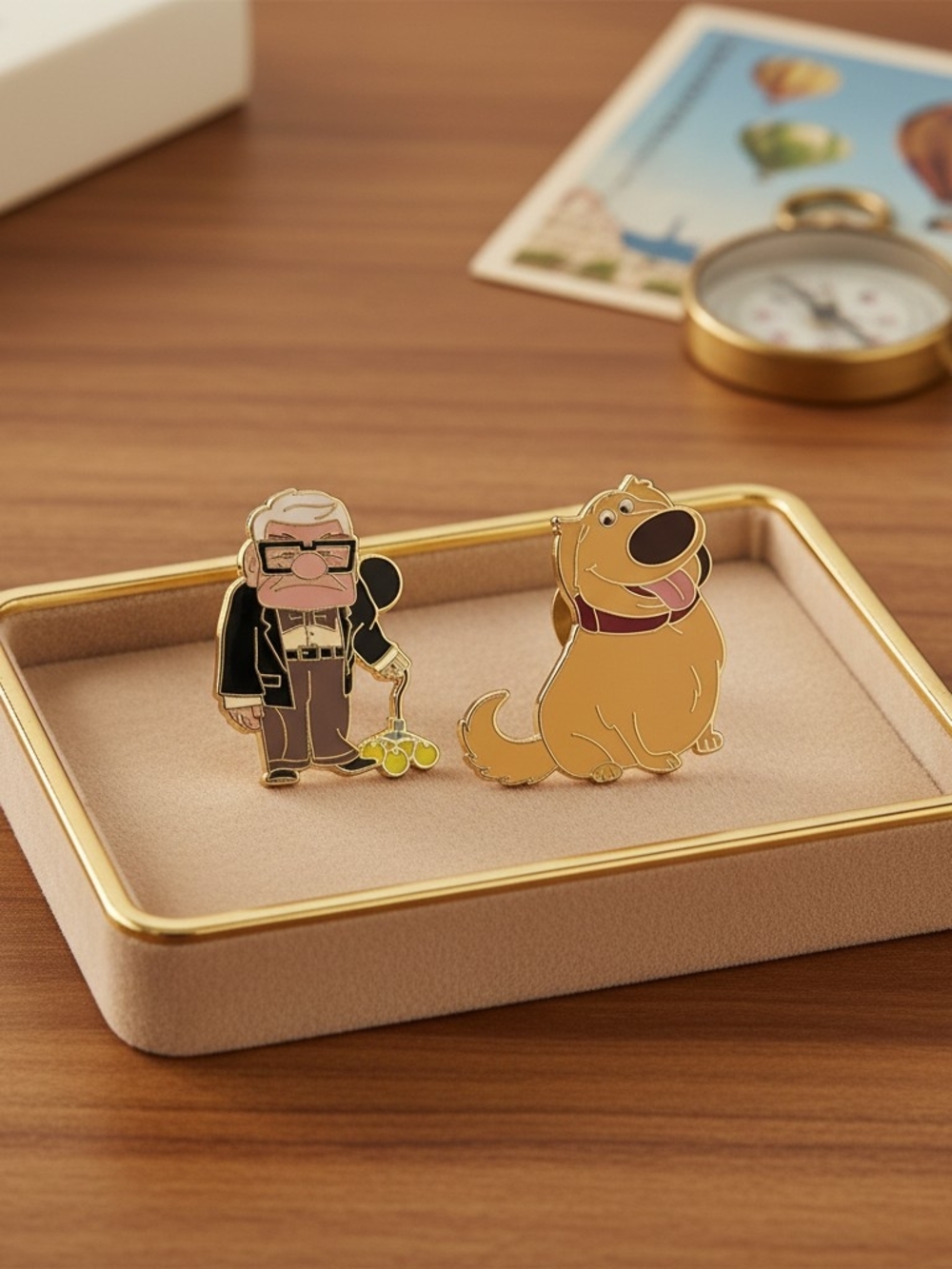 Disney Carl & Dug Gold and Tan Enamel Pin Set